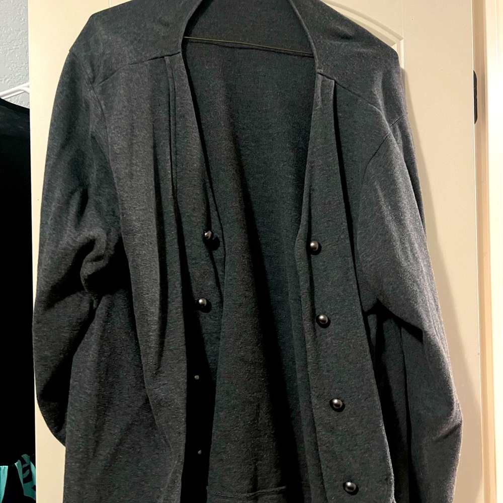 Maurice’s charcoal cardigan